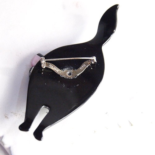 lea stein paris リアスタン　パリ スタンディングキャット（ダークグレー＆ピンク）