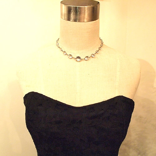 クリアクリスタル メタルアールデコネックレス