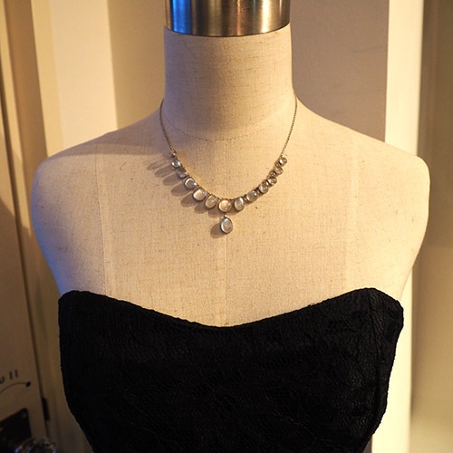 シルバー＆ブルームーンストーン　フリンジネックレス