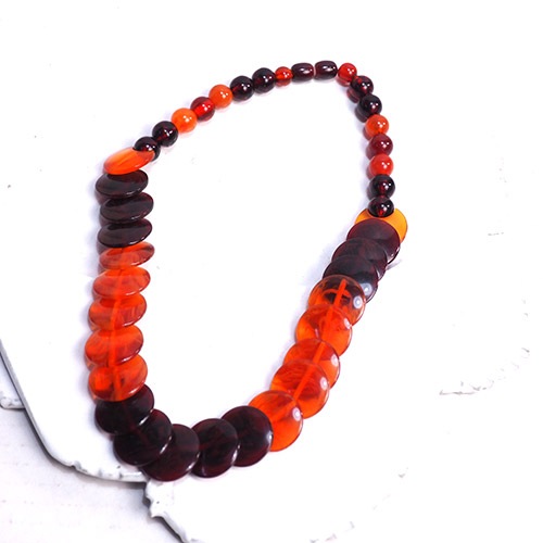 ベイクライト　オレンジ＆ワイン　ディスクネックレス