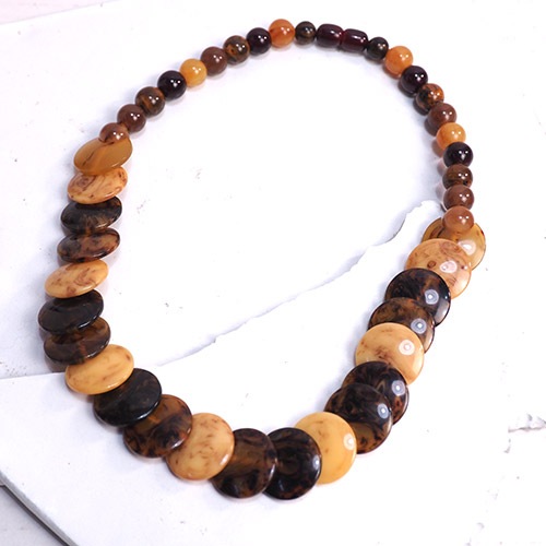 ベイクライト　モカ＆ブラウン　ディスクネックレス