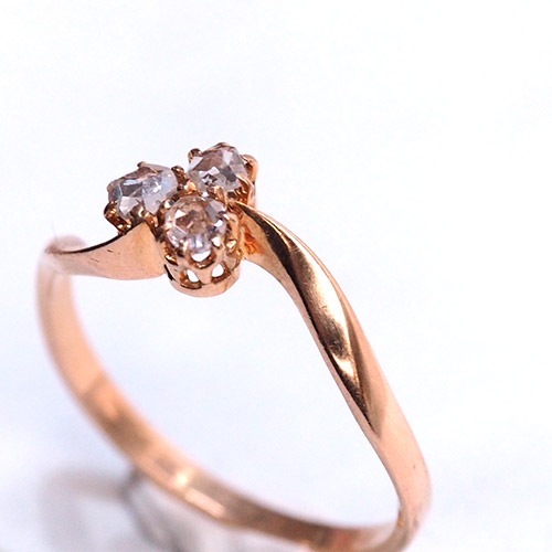 18金 ローズカットダイヤモンド クローバーリング