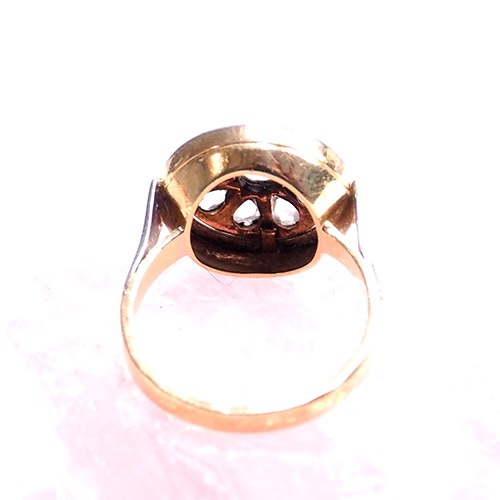 18金　ローズカットダイヤモンド　サークルデザインリング （アンティークジュエリー）