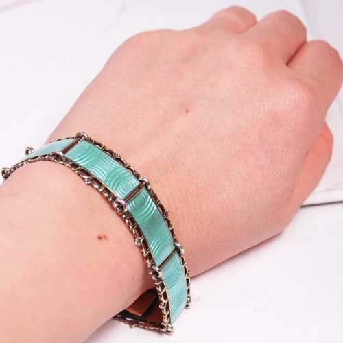 ノルウェイ　アールデコ　アクアエナメルブレスレット