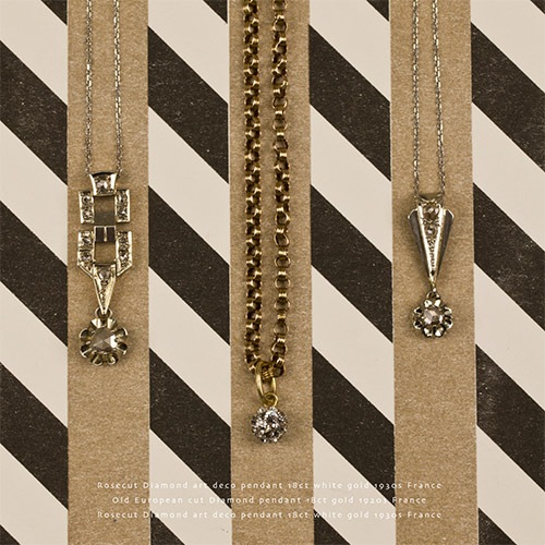 18金　オールドヨーロピアンカット　ダイヤモンド　ソリティアペンダント