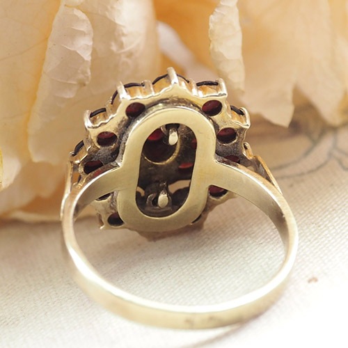 14金　ガーネット　クラスターリング