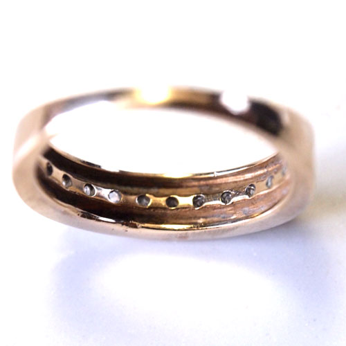 9金　11ダイヤモンド　一文字リング