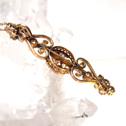 18金　ローズカットダイヤモンド　フレンチペンダント