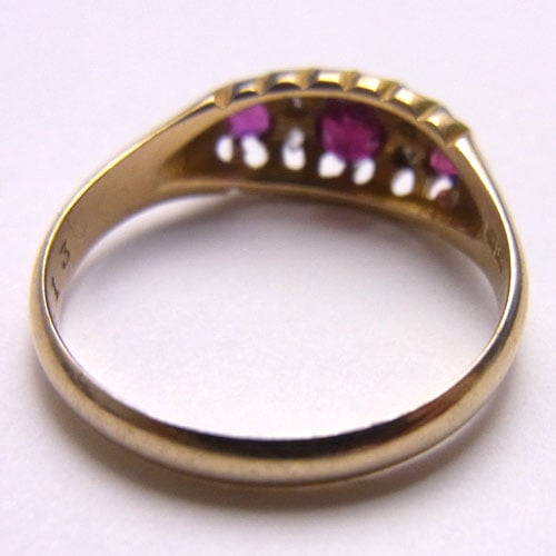 sold 18金 ルビー＆ダイヤモンド　一文字 1901年 リング
