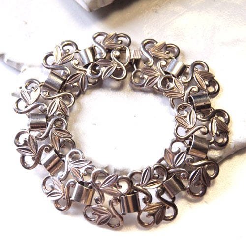 シルバーリーフワイドブレスレット