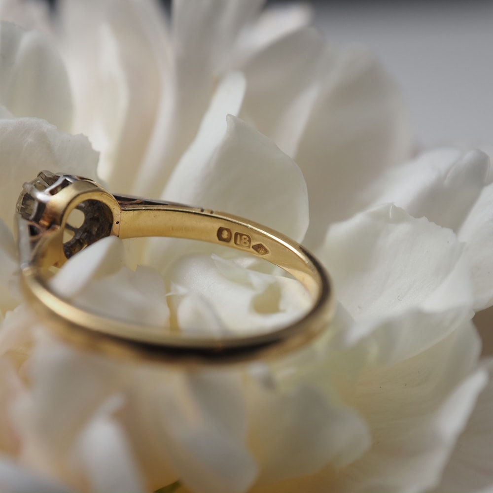 18金 天然オールドカットダイヤモンド ソリティアリング