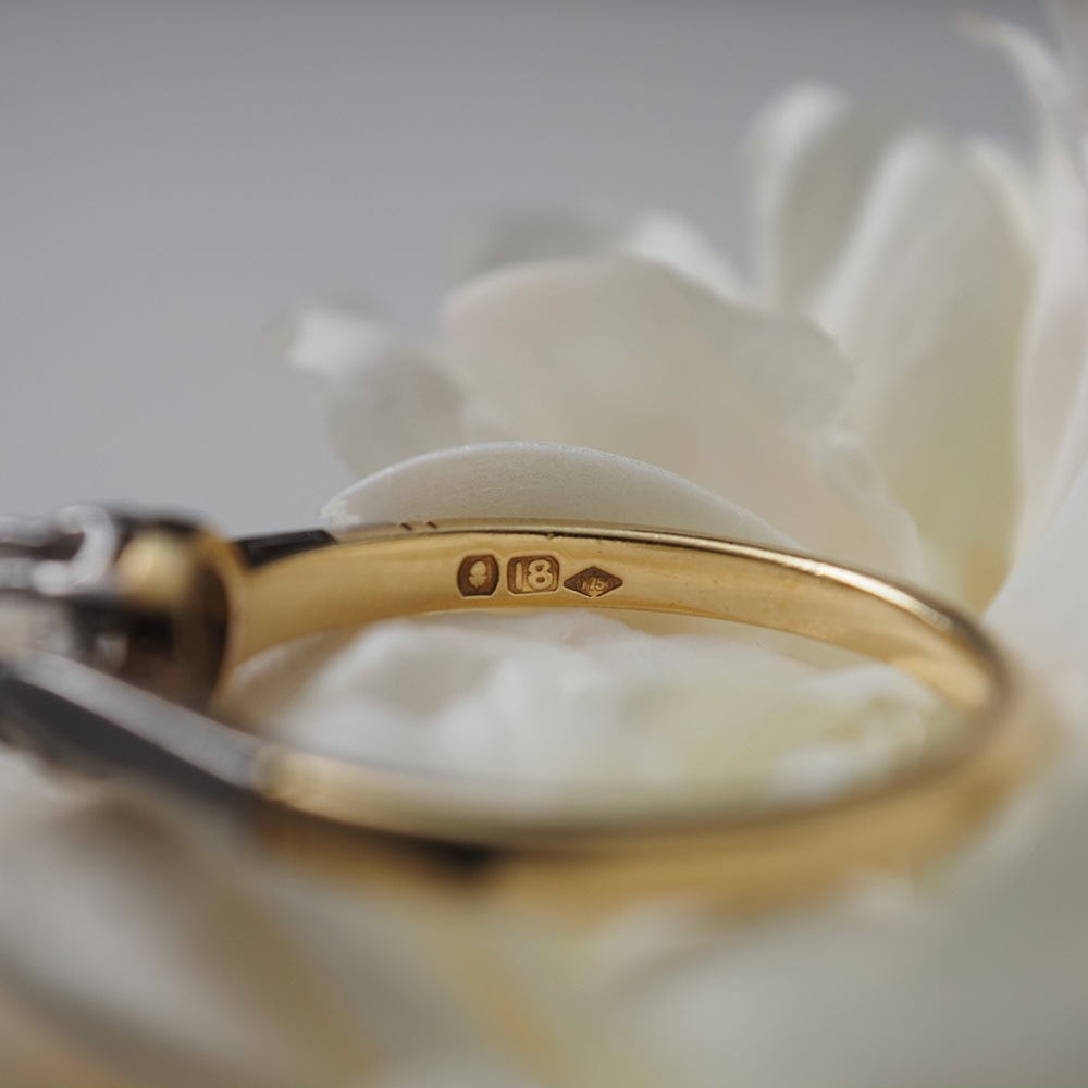 18金 天然オールドカットダイヤモンド ソリティアリング