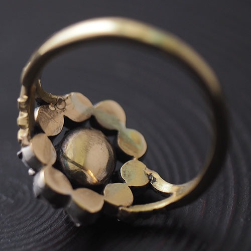 18金シルバー　ローズカットダイヤモンド　ジョージアンリング