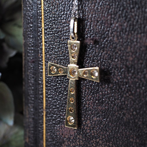 18金 ホワイトゴールド ダイヤモンド アールデコクロス(フランス アンティークジュエリー)