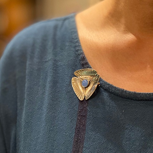 K. P スウェーデン シルバー カルセドニーブローチ