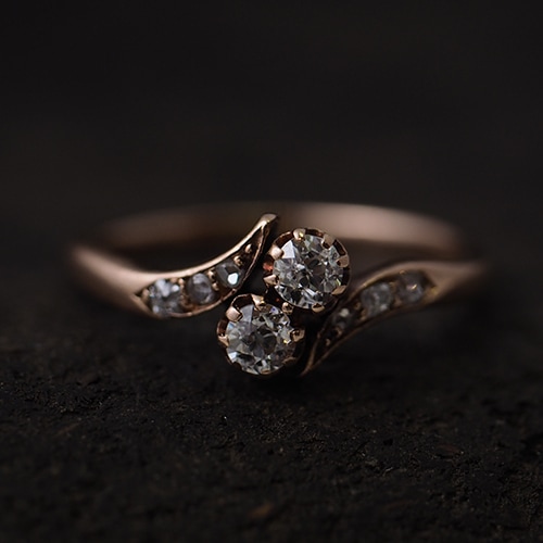 14金　オールドカットダイヤモンド  トワエモアリング