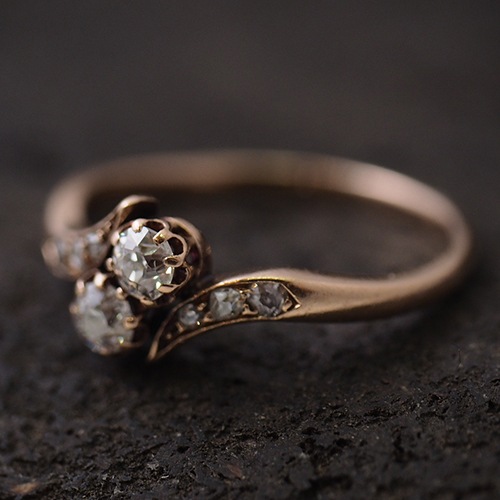 14金　オールドカットダイヤモンド  トワエモアリング