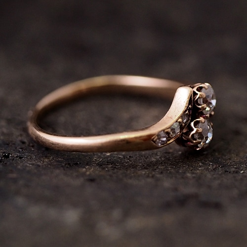 14金　オールドカットダイヤモンド  トワエモアリング