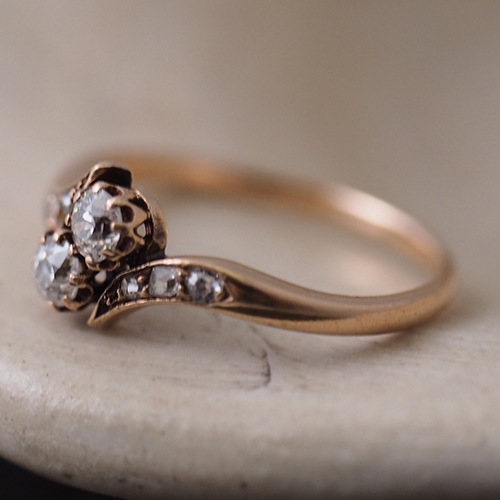 14金　オールドカットダイヤモンド  トワエモアリング