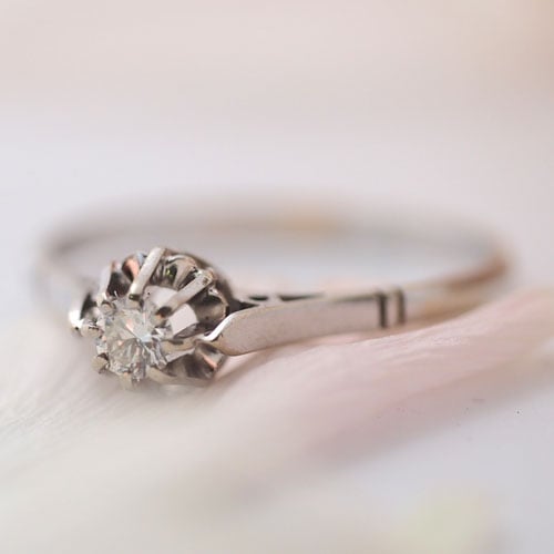 18金ホワイトゴールド ダイヤモンドソリティアリング(アンティークジュエリー)