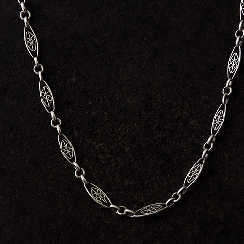 シルバー　フィリグリー　アンティークチェーン（フォーリーフ）80cm