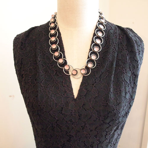 N.E.FROM (N.E.フロム）ローズクォーツ ドットネックレス＆ブレスレットセット