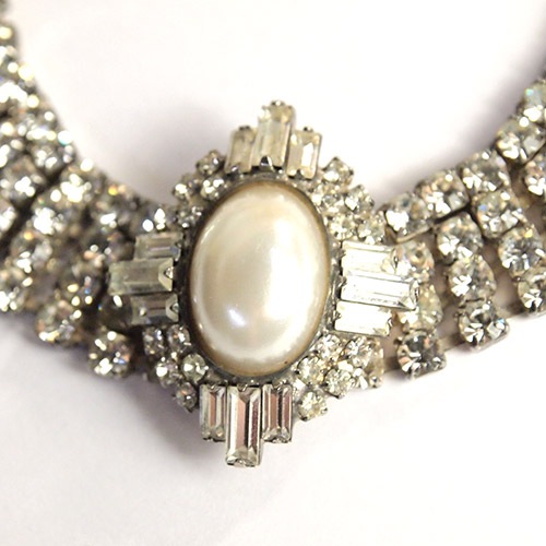 フェイクパール＆クリスタル　カクテルチョーカーネックレス