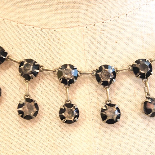 ブラック＆クリア　クリスタル　アールデコネックレス