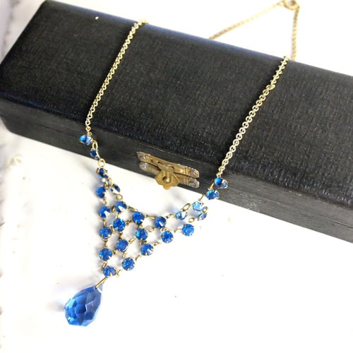アールデコ　ブルークリスタル　ネックレス