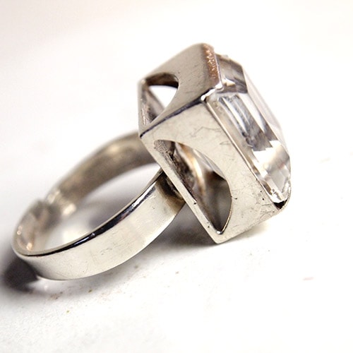 Bengt Hallberg SWEDESIGN スクエアロッククリスタル リング