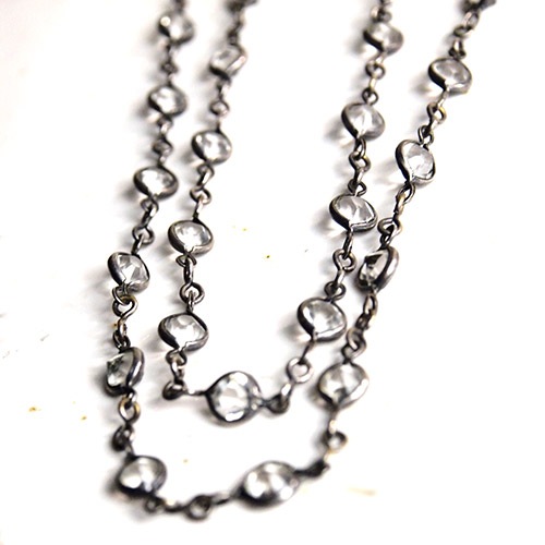 ガンメタル　クリアクリスタル　ロングネックレス（152cm)