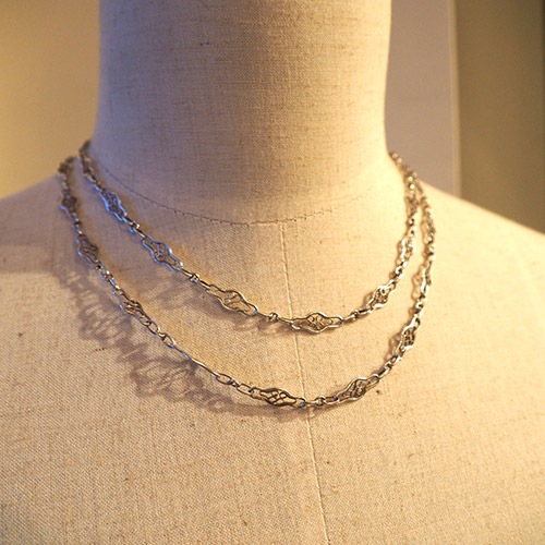 フレンチ　シルバーフィリグリ　ロングチェーン 90cm