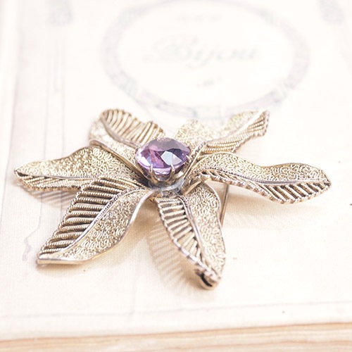 THEODOR FAHRNER 　ファーナー　シルバー　アメシスト　フラワーブローチ
