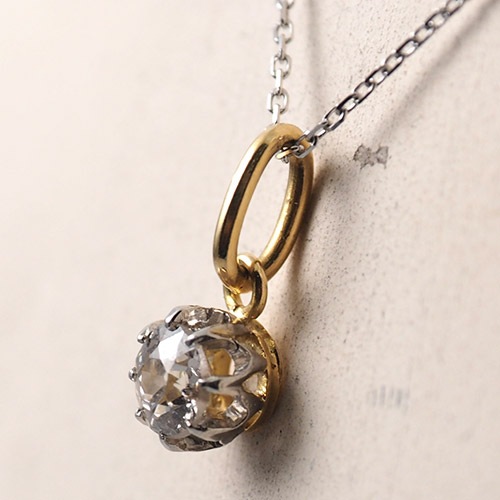 18金　オールドヨーロピアンカット　ダイヤモンド　ソリティアペンダント