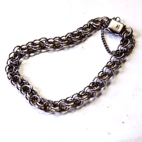 0-ハンドメイドチェーン　ハートシルバーブレスレット