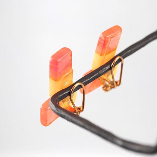 パステルピンク＆ベージュ　ベークライトイヤリング