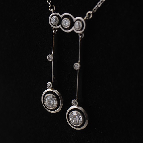 14金　ホワイトゴールド　オールドヨーロピアンカットダイヤモンド　ネグリジェネックレス