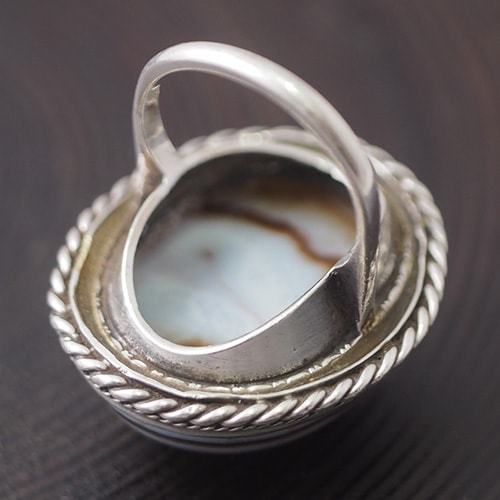 シルバー　ビッグ　バンデッドアゲート　リング