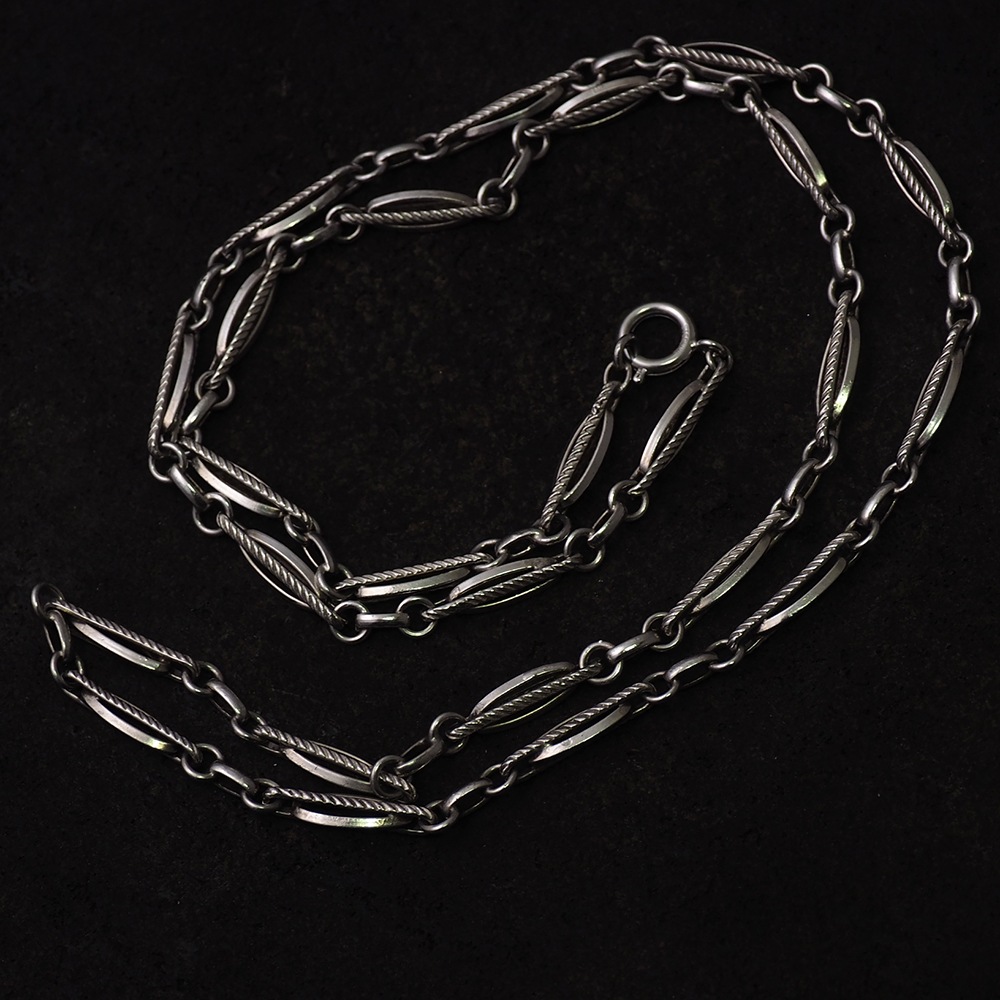 シルバー オーバル&ツイスト フィリグリーアンティークチェーン(71cm)