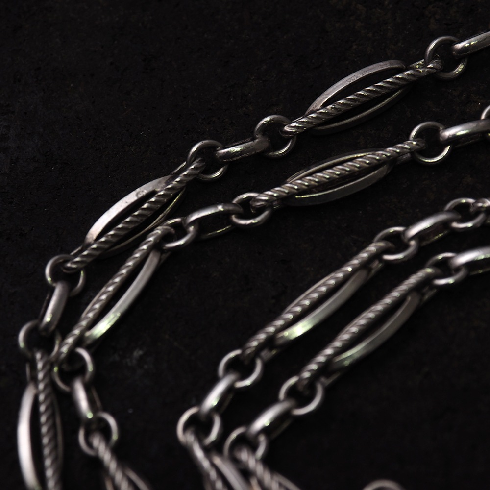 シルバー オーバル&ツイスト フィリグリーアンティークチェーン(71cm)