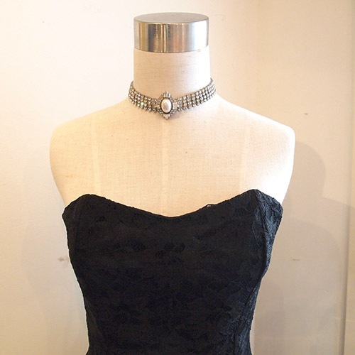 フェイクパール＆クリスタル　カクテルチョーカーネックレス