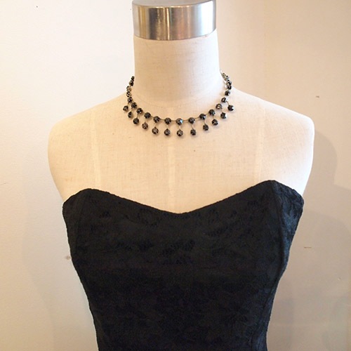 ブラック＆クリア　クリスタル　アールデコネックレス