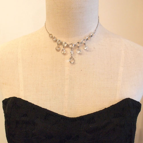 シルバー＆クリスタル　アールデコ　ネックレス