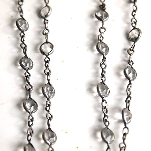 ガンメタル　クリアクリスタル　ロングネックレス（152cm)