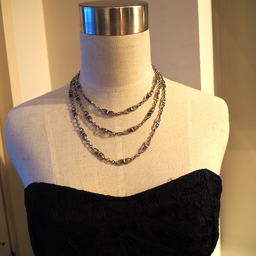 フレンチ シルバーフィリグリ ボリュームロングチェーン 143cm