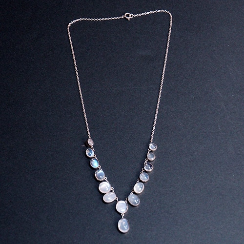 シルバー＆ブルームーンストーン　フリンジネックレス