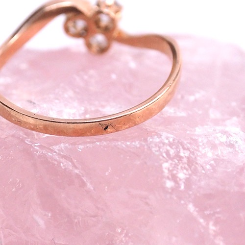 18金 ローズカットダイヤモンド クローバーリング