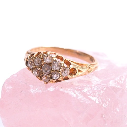 18金　ダイヤモンド　サイドマーキースリング （アンティークジュエリー）