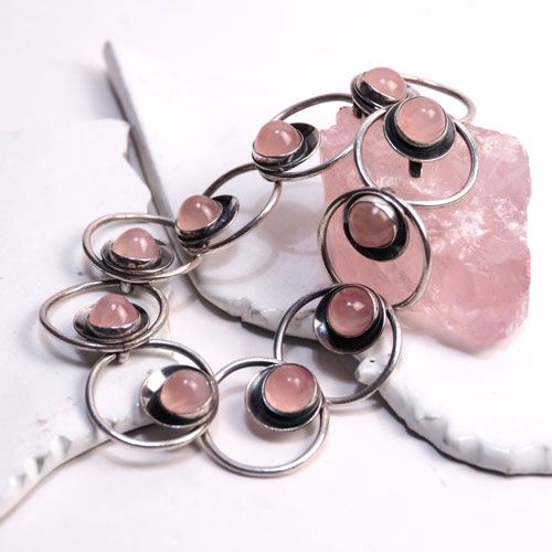 N.E.フロム　ローズクォーツ　ドットブレスレット