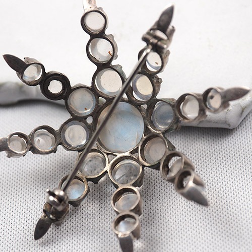 シルバー　ブルームーンストーン　ビッグスターブローチ